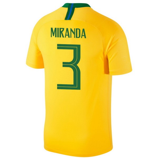 Camiseta Brasil 1ª MIránda 2018 Amarillo